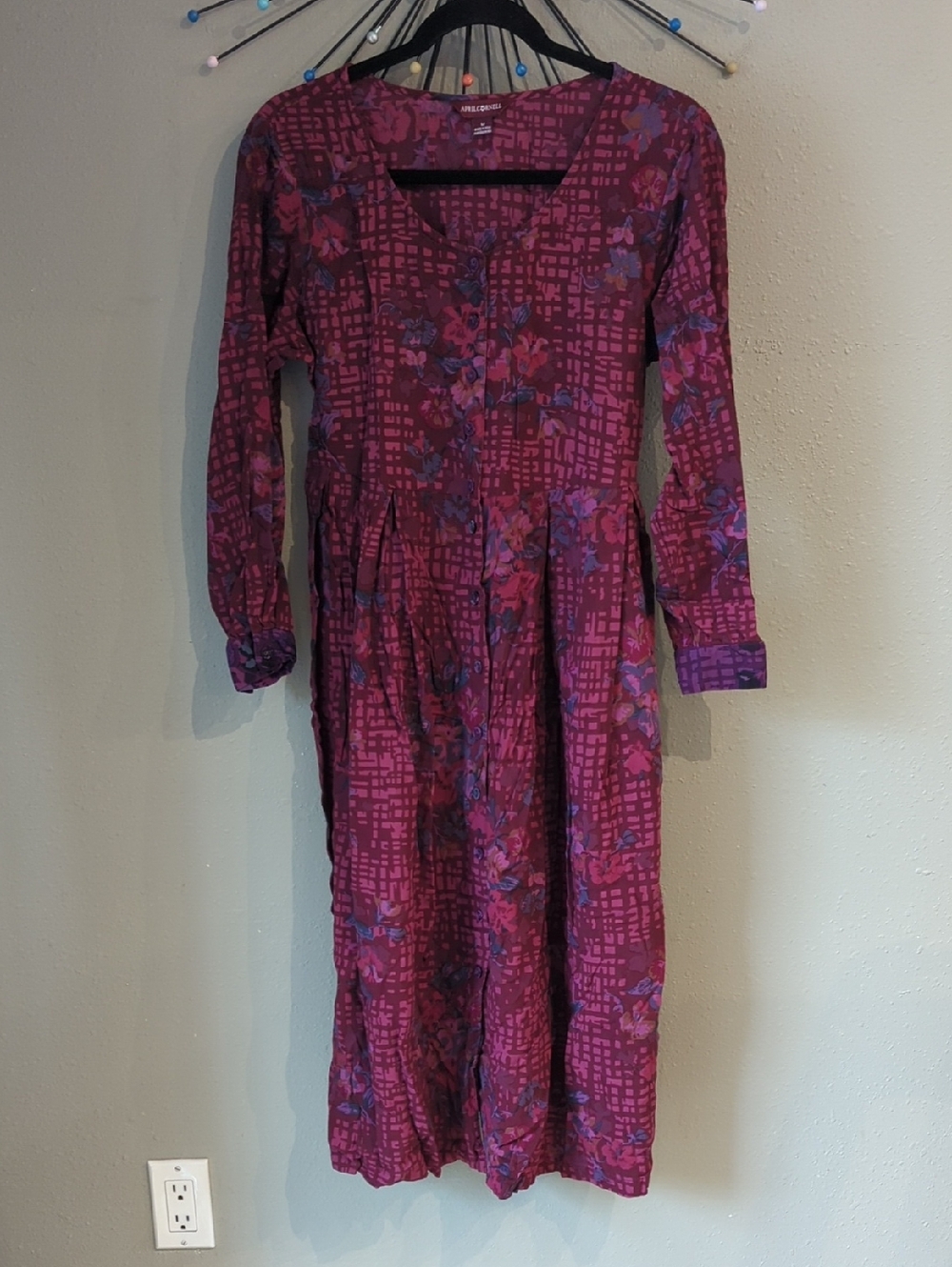 April Cornell Prairie Dress Modest Cottagecore Button Down Floral Pockets - Picture 3 of 13